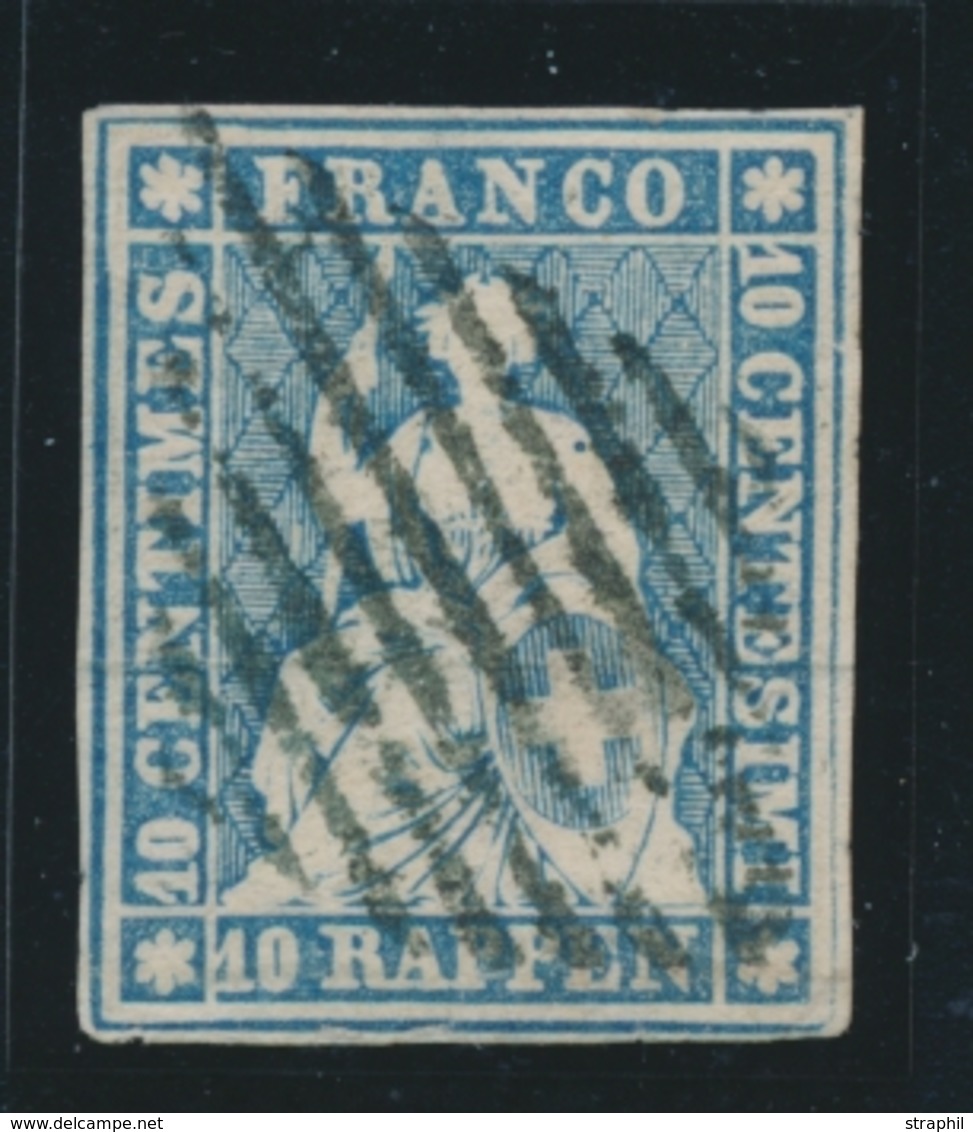 O N°23 B1 II - Obl. Grille - Signé Herrmann - Cote 160FS - TB - 1843-1852 Federal & Cantonal Stamps