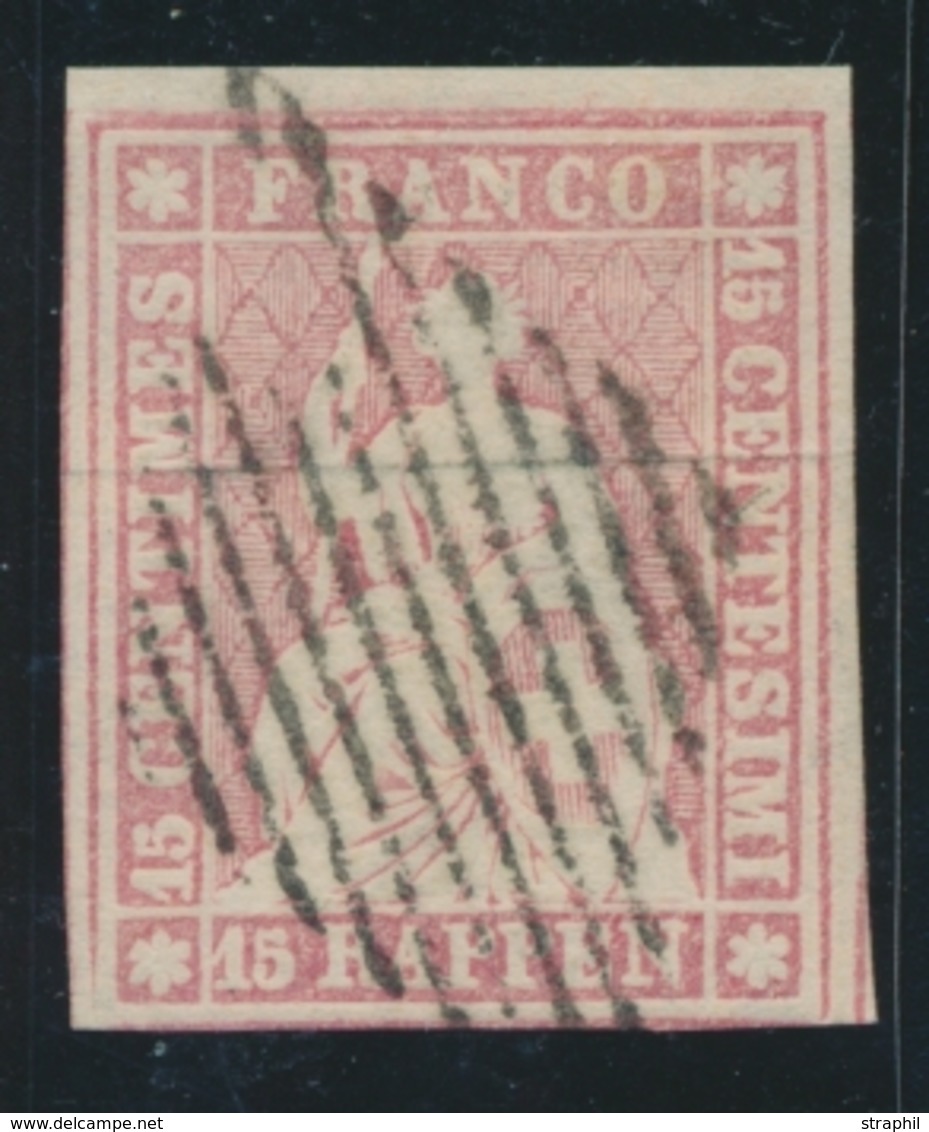 O N°24 B1 - Obl. Grille - Signé Herrmann - Cote 140FS - TB - 1843-1852 Timbres Cantonaux Et  Fédéraux