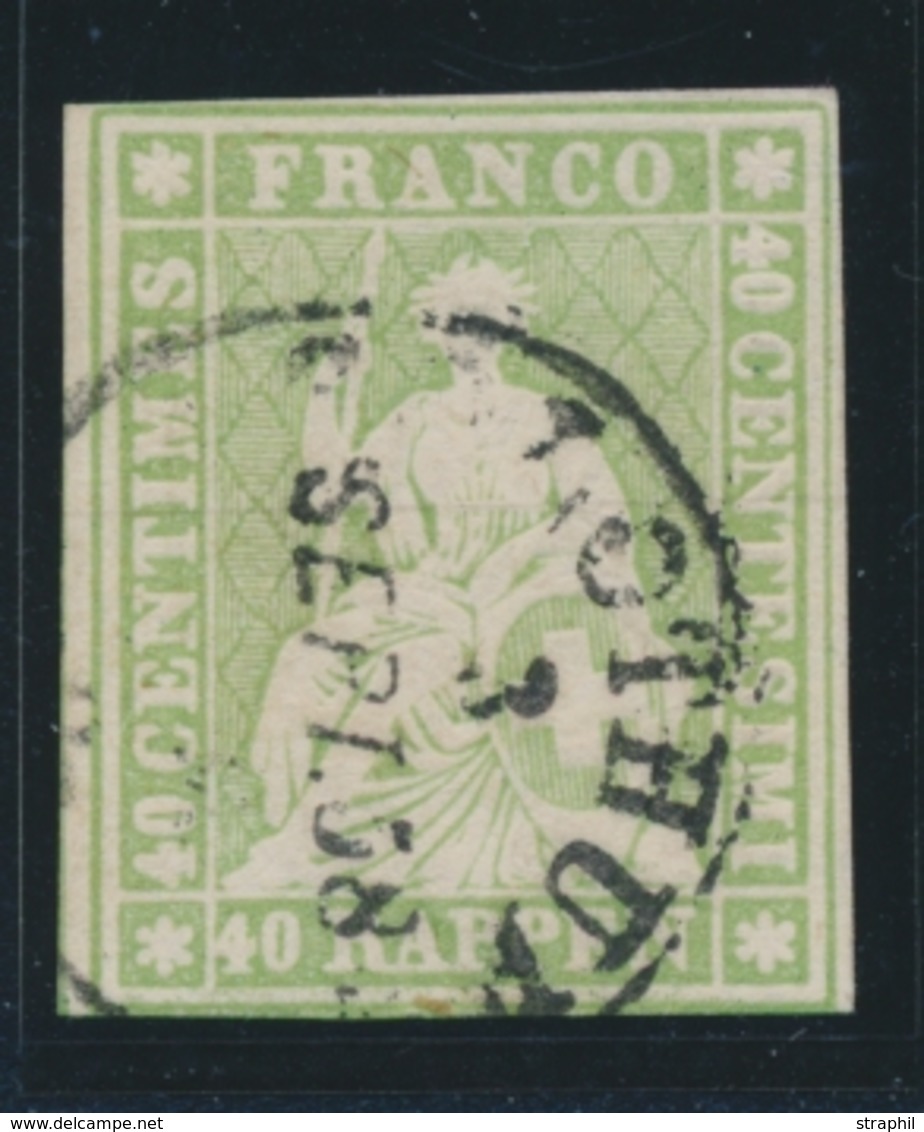 O N°26B2 - 40r Vert - Obl. Solothurn - Signé Herrmann - Cote 140FS - TB - 1843-1852 Timbres Cantonaux Et  Fédéraux