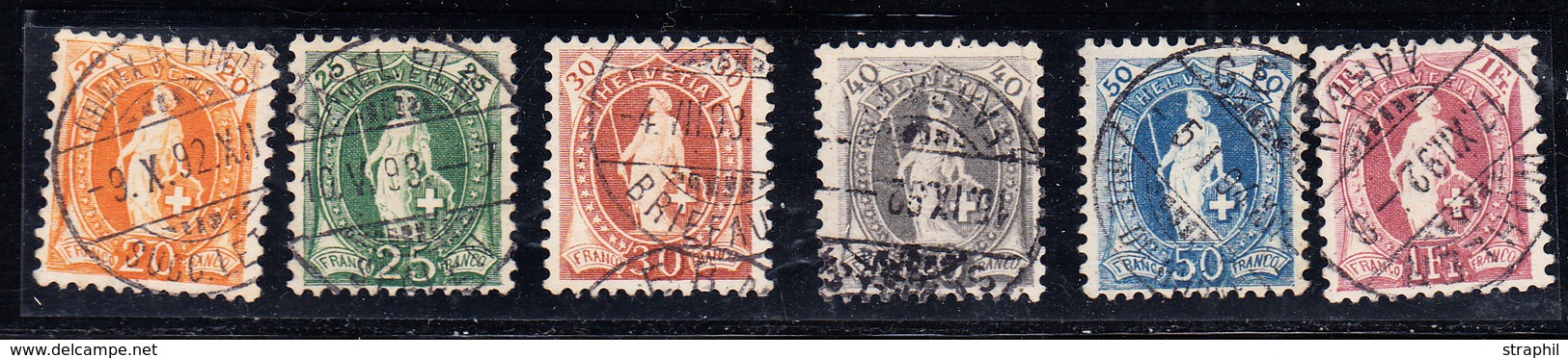 O N°66C/71C (N°71/72, 74/76, 78) - 6 Val - Dent. 11½x11 - TB - 1843-1852 Federal & Cantonal Stamps