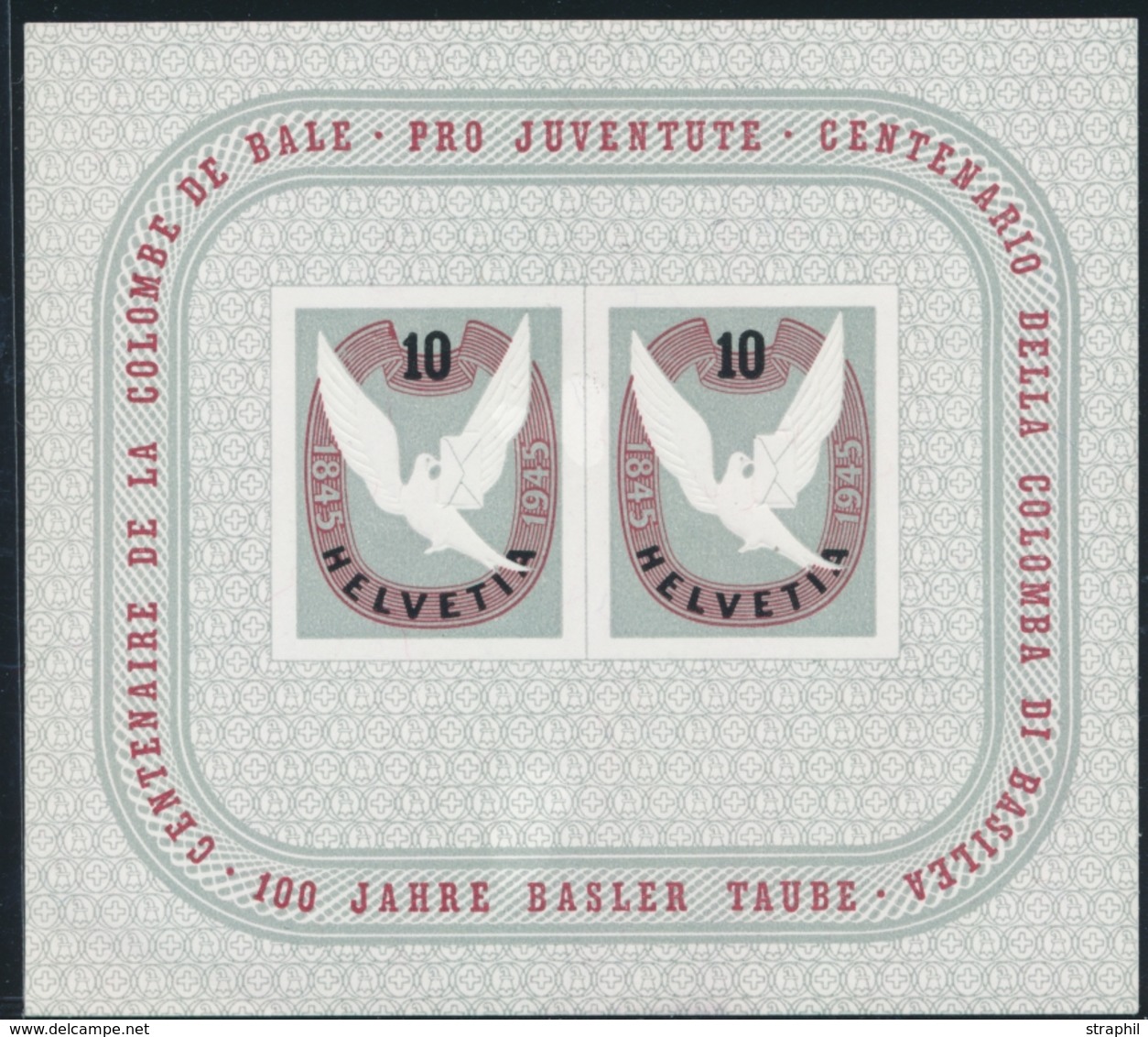 ** N°12 - Colombe De Bâle - 1945 - TB - Blocks & Sheetlets & Panes