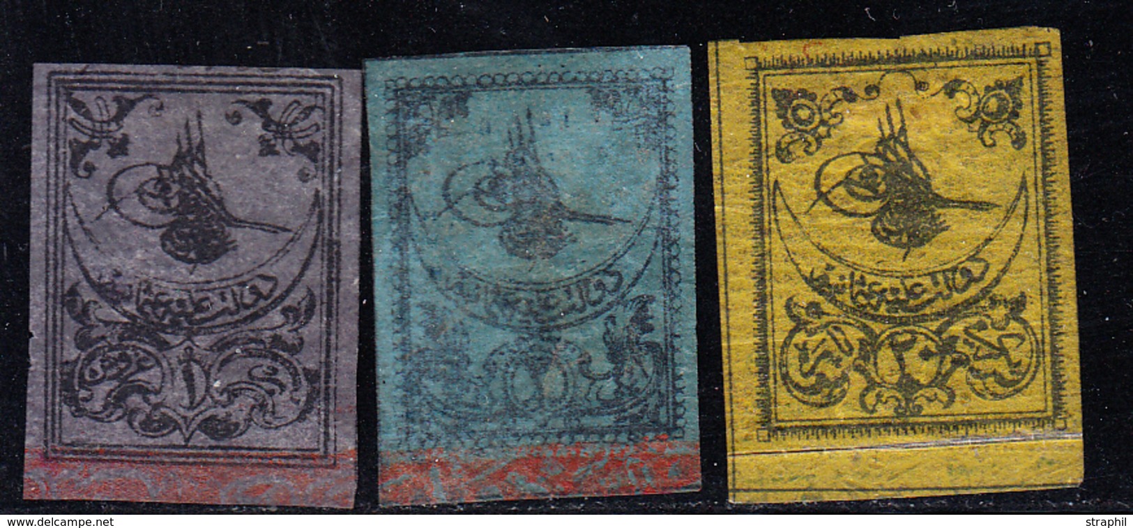 * N°2/3 - 3 Val - Bordures Bleues - TF - TB - Used Stamps