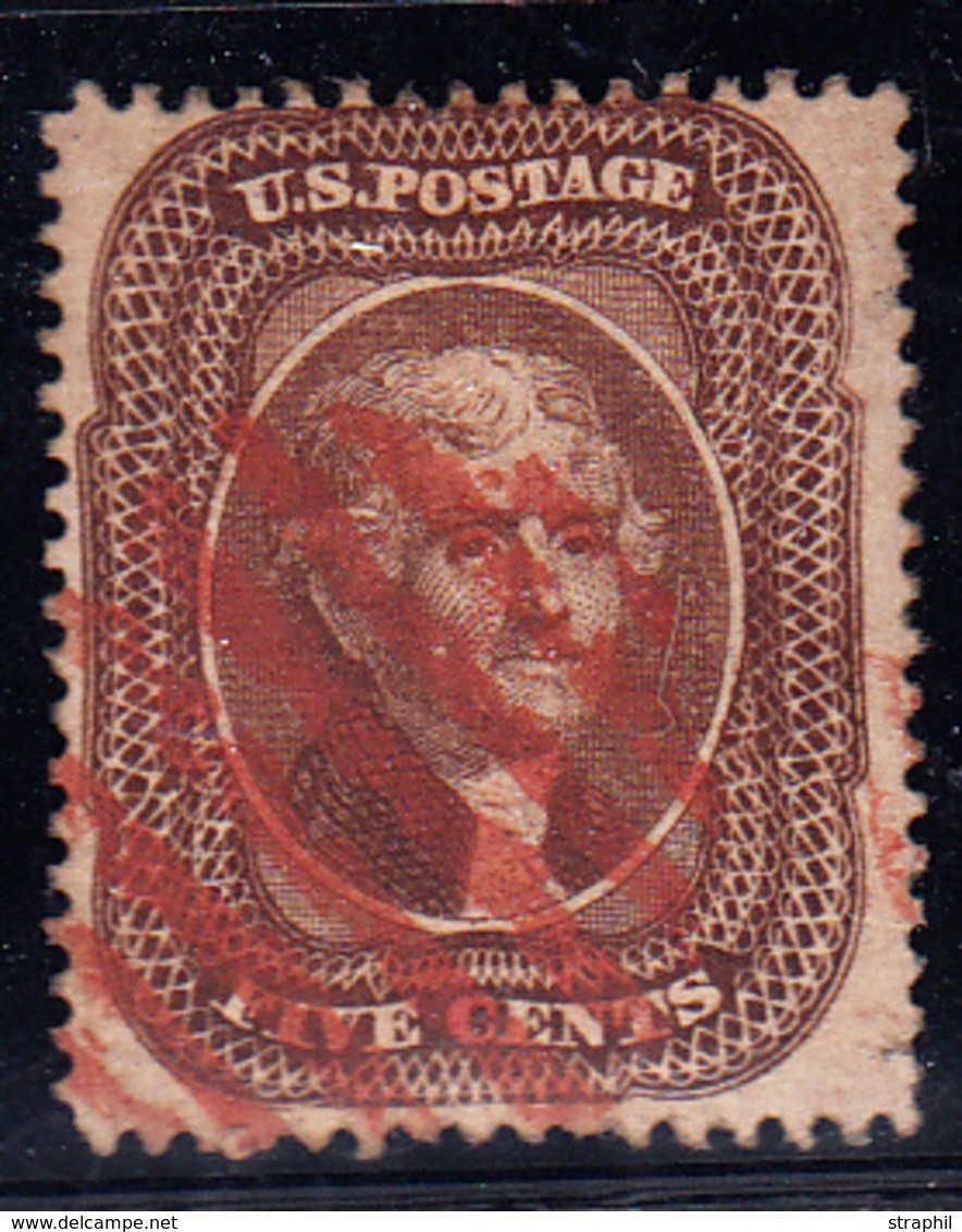 O N°12 - 5c Marron - Type II - Obl Rouge - TB - Used Stamps