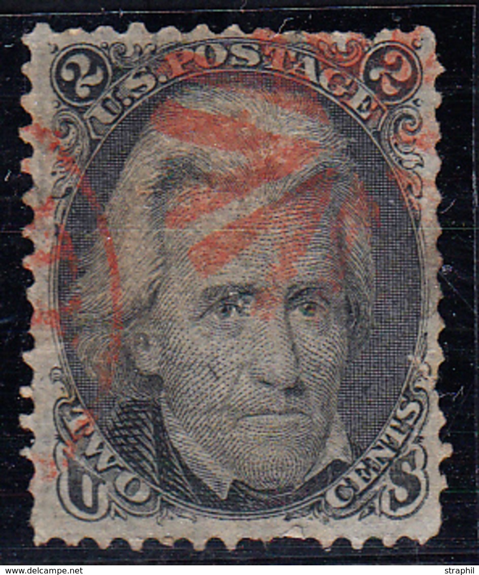 O N°27b - 2c Noir - Avec Grille En Relief - Obl. Rouge - B/TB - Used Stamps