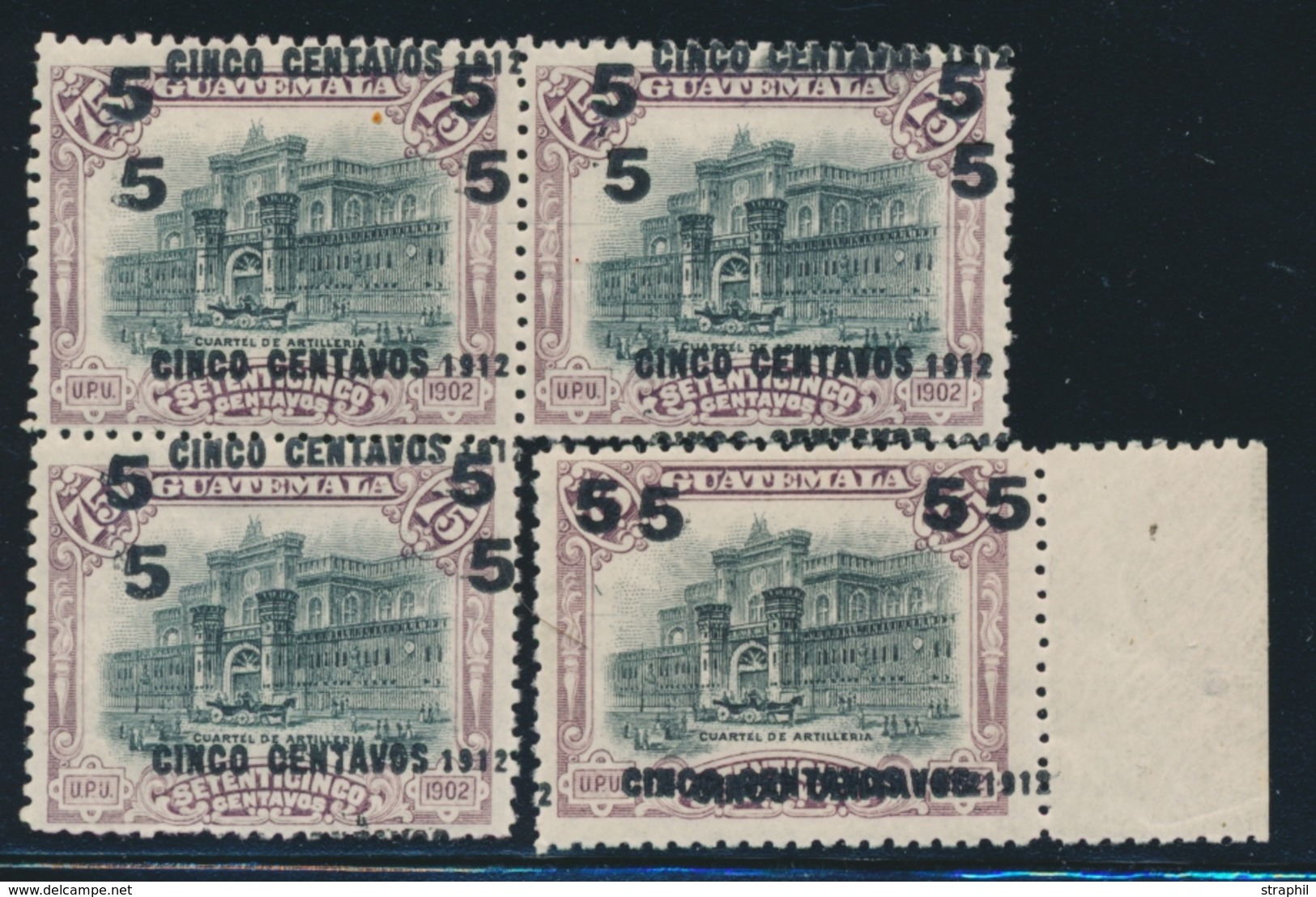 ** N°152 X 4 Ex (3+1) - Dble Surch. - TB - Guatemala