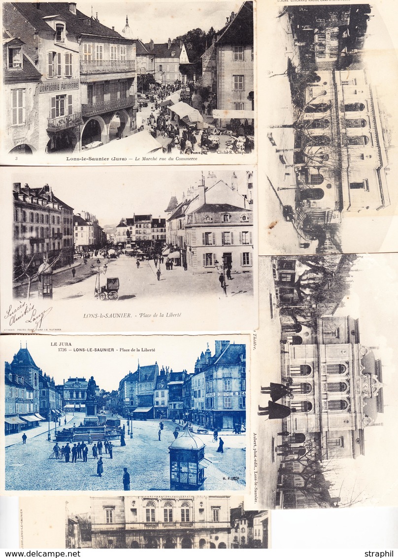 CPA Dépt 39 - Lons Le Saunier - 6 CPA Dt 3 Circ - Dt Place Du Marché, Le Marché Rue Du Commerce Et Le Théatre Avant Aprè - Cartes Postales Repiquages (avant 1995)