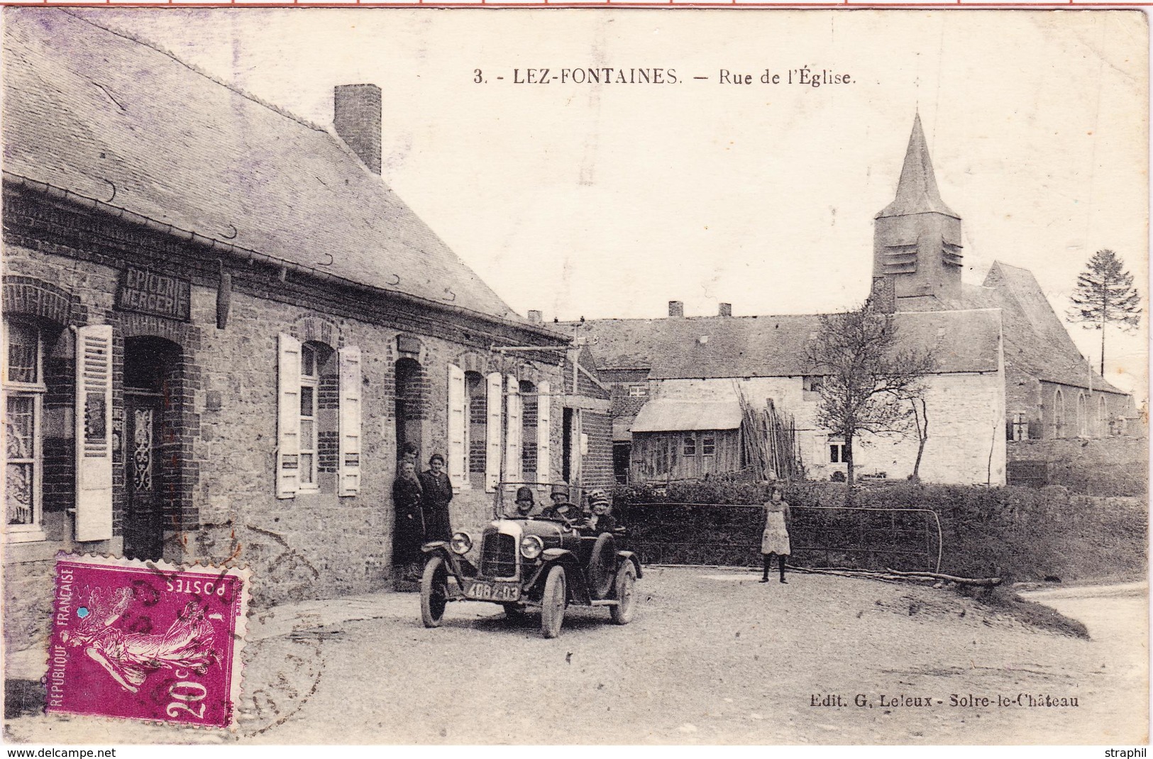 CPA Dépt 59 - Lez Fontaines - Rue De L'Eglise - Avec Vieille Voiture Et Animations - B/TB - Overprinter Postcards (before 1995)