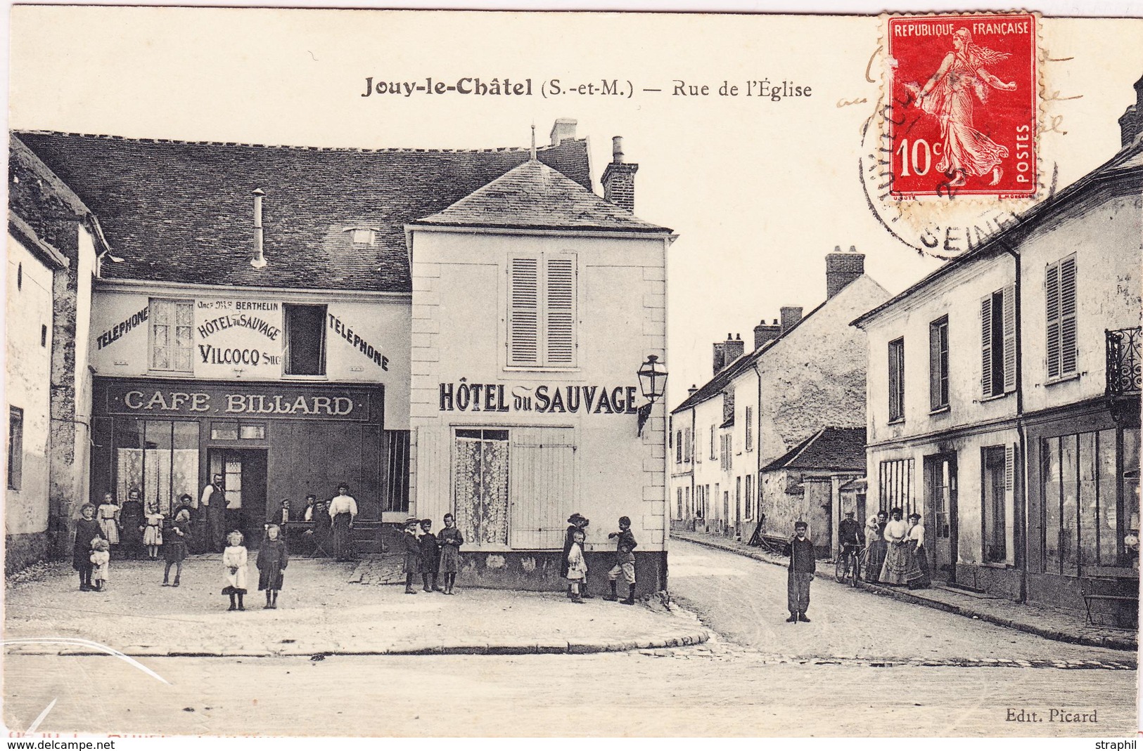 CPA Dépt 77 - Jouy Le Châtel - Rue De L'Eglise - Avec Animation - TB - Overprinter Postcards (before 1995)