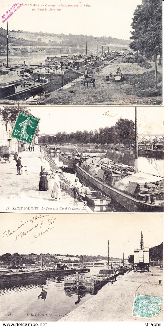 CPA Dépt 77 - Saint Mammes- 3 CPA Circ - Garage De Bateaux S/la Seine Pdt Le Chômage, Le Quai Et Le Canal Du Moing, Le Q - Overprinter Postcards (before 1995)