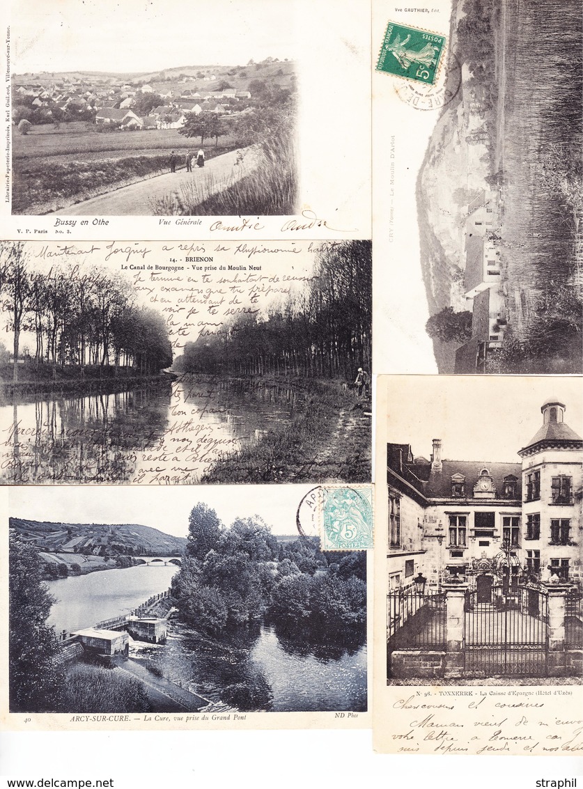 CPA Dépt 89 - 5 CPA De L'Yonne - Circ - Tonnerre : La Caisse D'Epargne (Hôtel D'Uzès), Bussy En Othe :  Vue Générale, Br - Overprinter Postcards (before 1995)