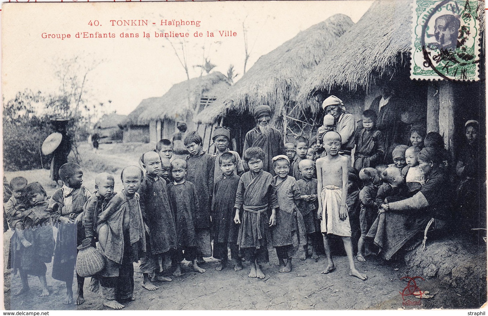 CPA TONKIN Haïphong - Circ - Groupe D'Enfants Ds La Banlieue De La Ville - TB - Autres & Non Classés