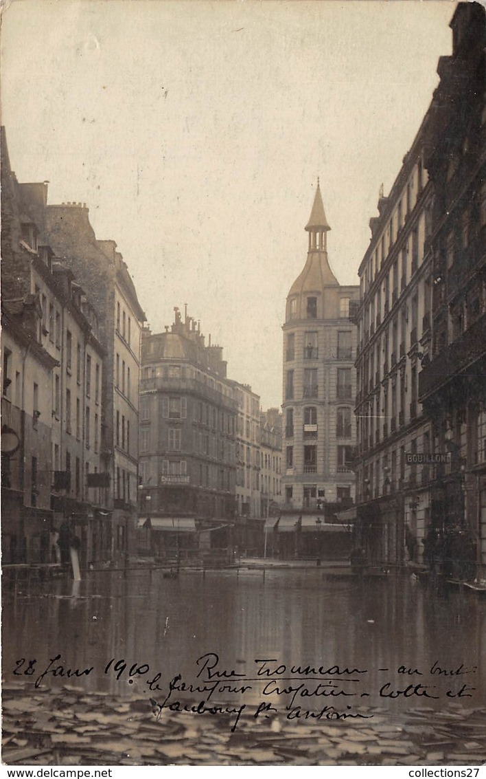 PARIS -INONDATION- RUE TROUSSEAU- CARTE-PHOTO - Paris Flood, 1910