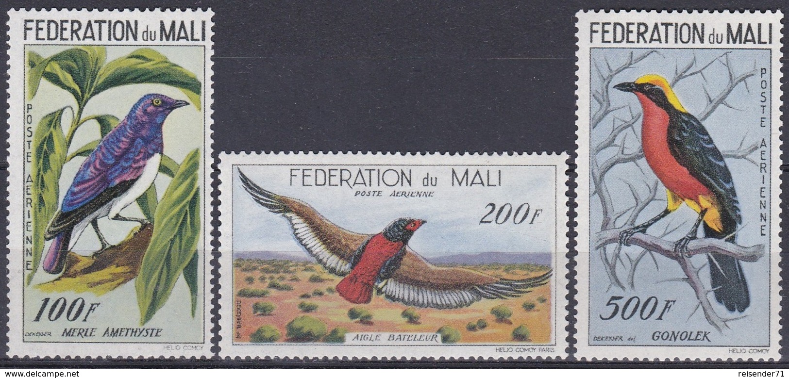 Mali 1960 Tiere Fauna Animals Vögel Birds Oiseaux Pajaro Ave Uccelli, Mi. 3-5 ** - Mali (1959-...)