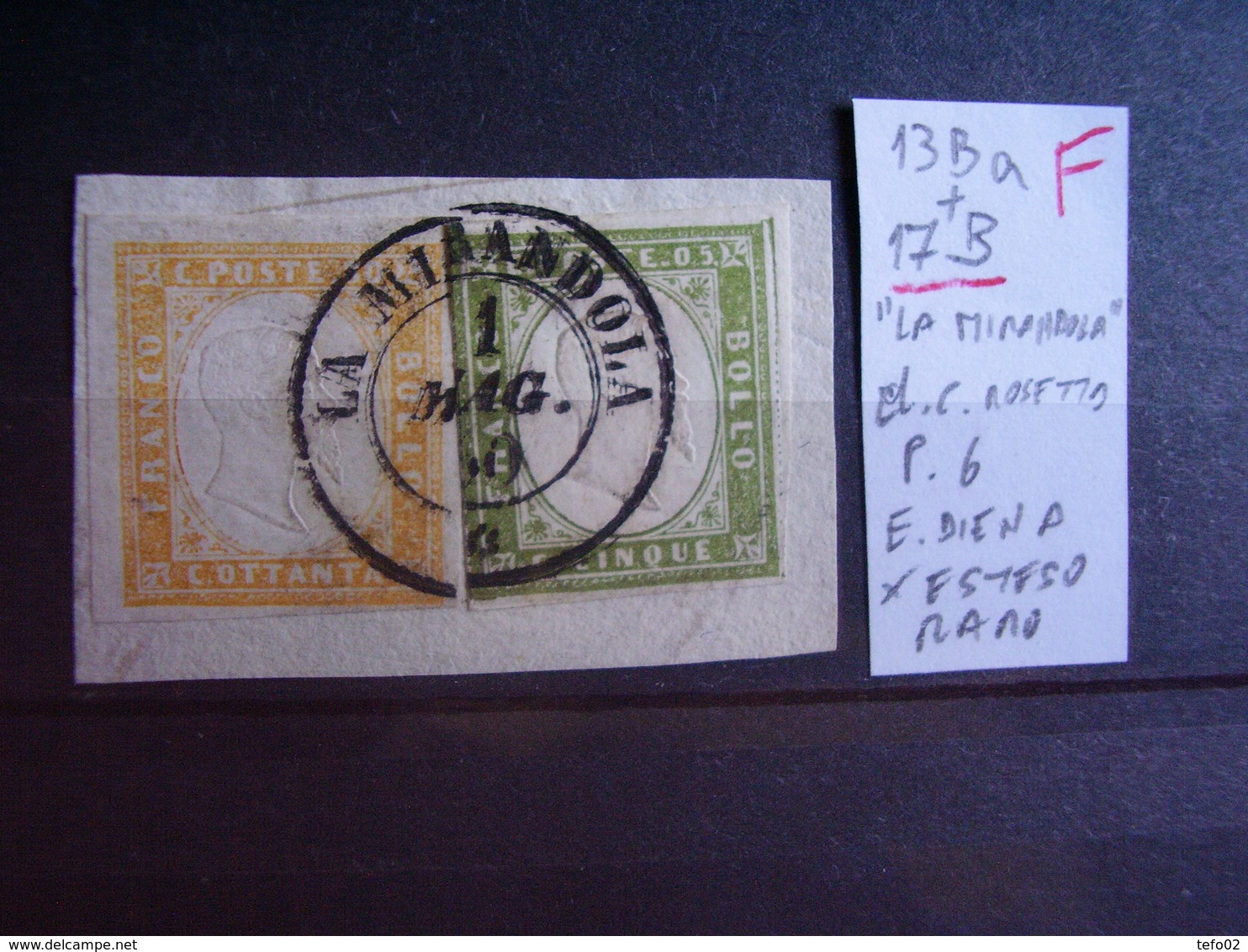 Sardegna. IV Emissione. 5 Cent Sassone 13. Interessanti Frammenti Descrizione. 22 Foto - Sardinia