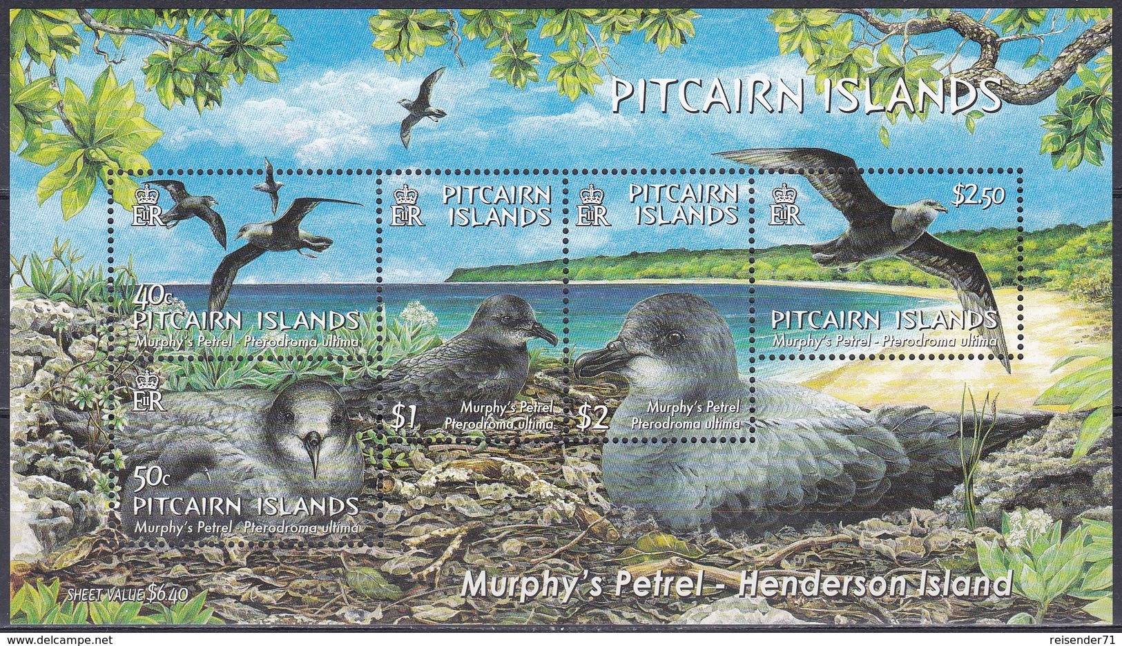 Pitcairn 2004 Tiere Fauna Animals Vögel Birds Oiseaux Pajaro Ave Uccelli Murphy-Sturmvogel Petrel, Bl. 37 ** - Pitcairninsel