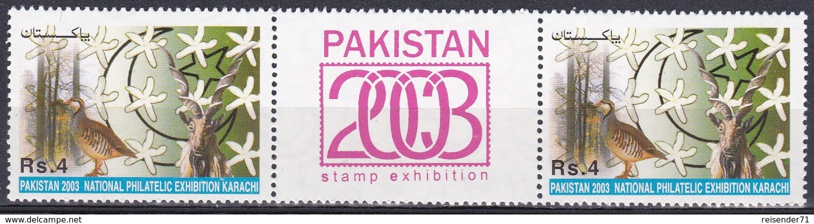 Pakistan 2003 Philatelie Philately Tiere Animals Fauna Vögel Birds Ziegen Goats Flaggen Fahnen Flags, Mi. 1141 ** - Pakistan