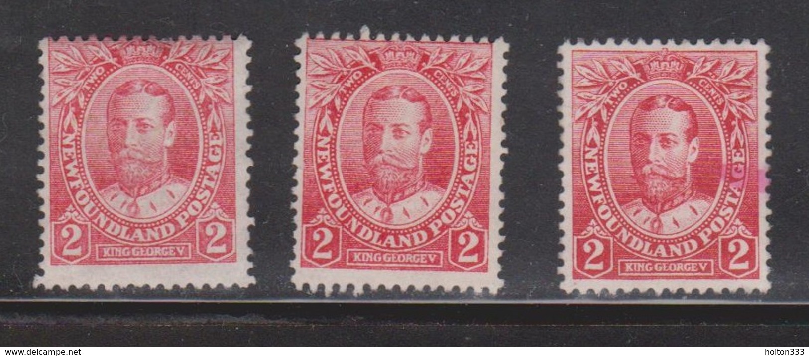 NEWFOUNDLAND Scott # 105 MH X 3 - KGV - 1 Stamp Has Small Ink Stain - 1908-1947