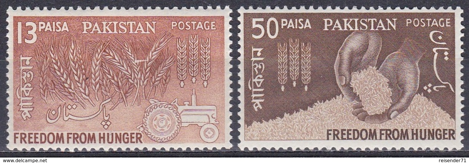 Pakistan 1963 Organisationen UNO ONU FAO Hunger Ernährung Food Getreide Crops Reis Rice Traktor, Mi. 190-1 ** - Pakistan