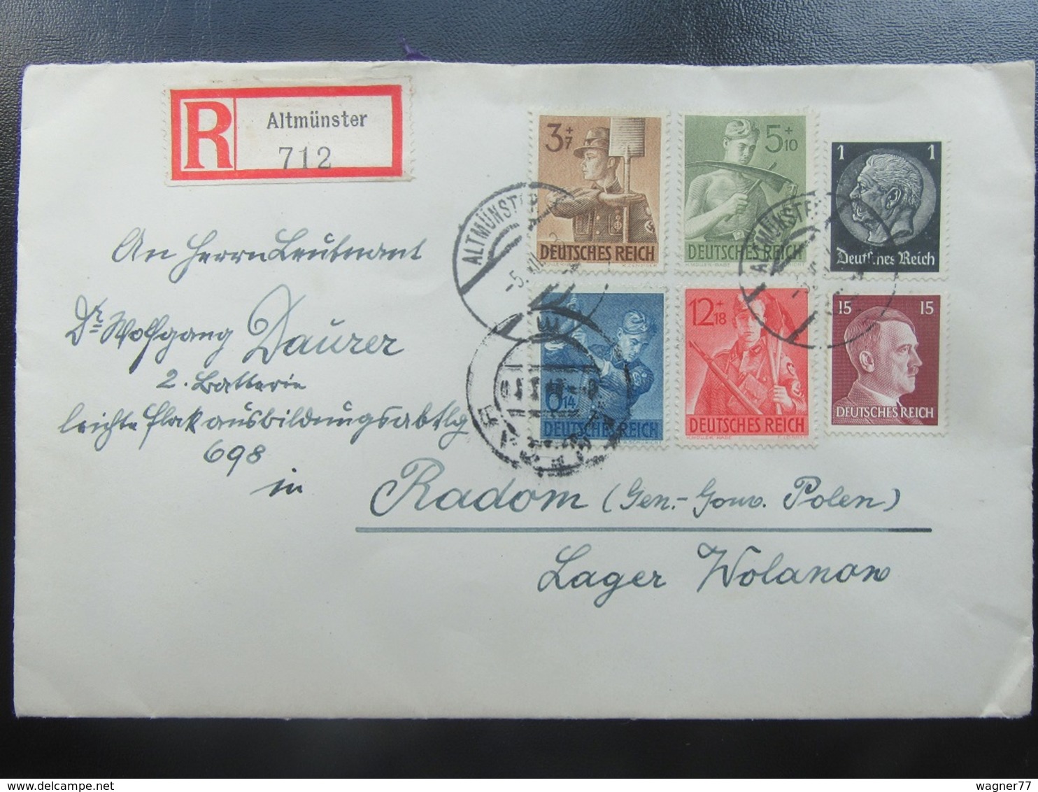 Brief Letter - Sondermarken R.A.D. Hitler - An Leutnant 1943 - R-Brief - Radom Generalgouvernement GG - Covers & Documents