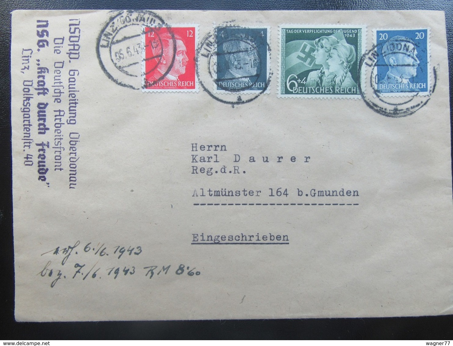Brief Letter - Sondermarke HJ - Hitler - 1943 - NSDAP / DAF / KdF - Covers & Documents