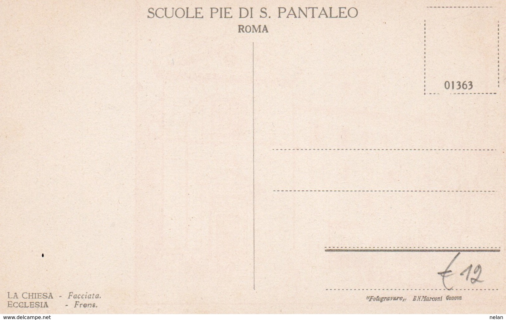 ROMA-SCUOLE PIE DI S.PANTALEO-FOTOGRAVURE B.N.MARCONI-GENOVA - Education, Schools And Universities