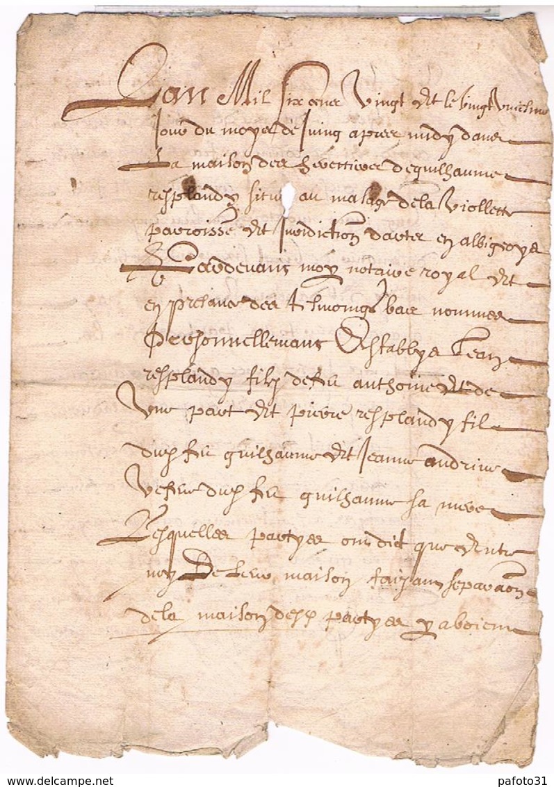 ACTE DE NOTAIRE ROYAL 18?? ALBI DIFFICILE A LIRE - Documents Historiques