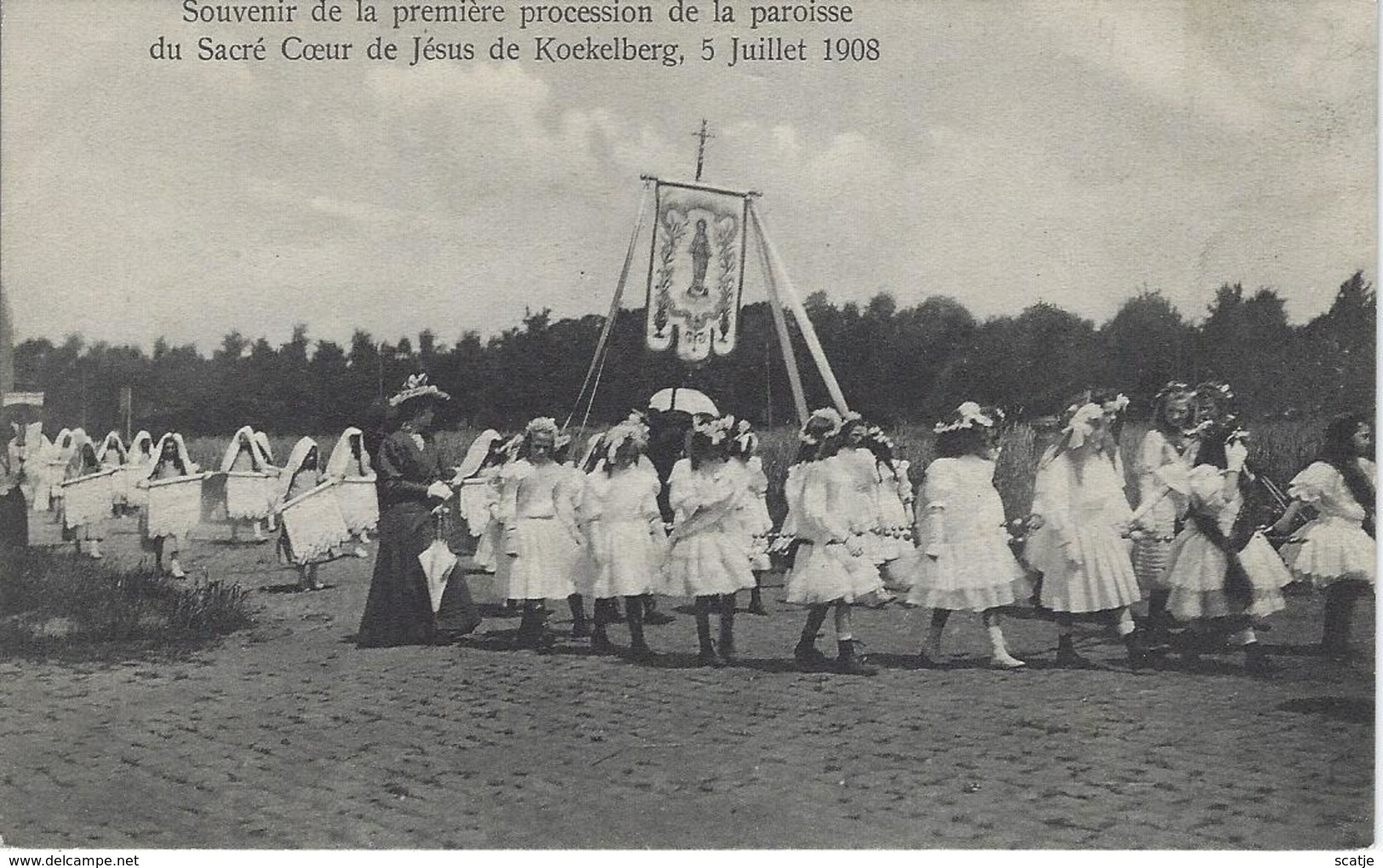 Koekelberg.  -   Souvenir De La Première Procession De La Paroisse Du Sacré Coeur De Jesus.  -  5 Juillet  1908 - Koekelberg