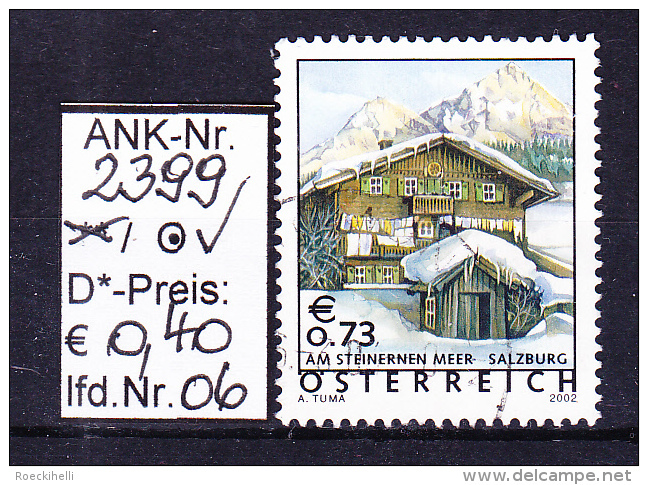 1.1.2002 -  FM/DM "Ferienland Ö. Stein. Meer, Salzburg"  -  o  gestempelt - siehe Scan  (2399o 01-08,10,12-16)