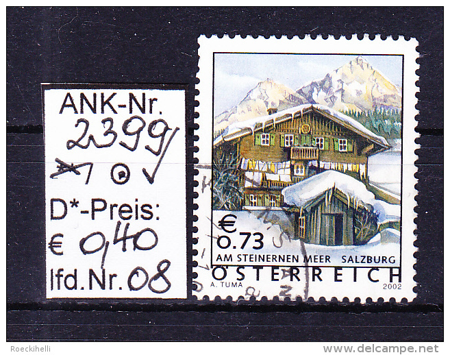 1.1.2002 -  FM/DM "Ferienland Ö. Stein. Meer, Salzburg"  -  o  gestempelt - siehe Scan  (2399o 01-08,10,12-16)