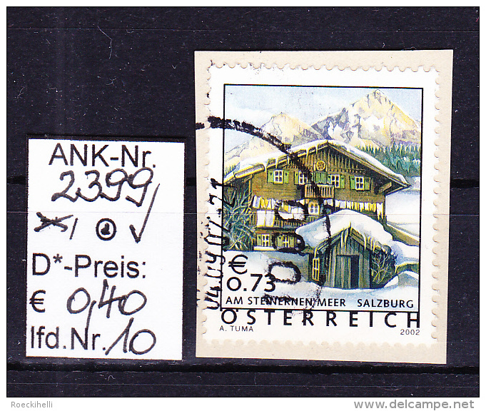 1.1.2002 -  FM/DM "Ferienland Ö. Stein. Meer, Salzburg"  -  o  gestempelt - siehe Scan  (2399o 01-08,10,12-16)