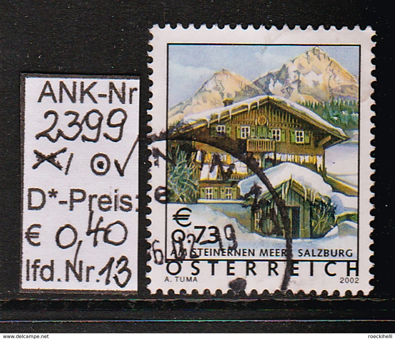 1.1.2002 -  FM/DM "Ferienland Ö. Stein. Meer, Salzburg"  -  o  gestempelt - siehe Scan  (2399o 01-08,10,12-16)