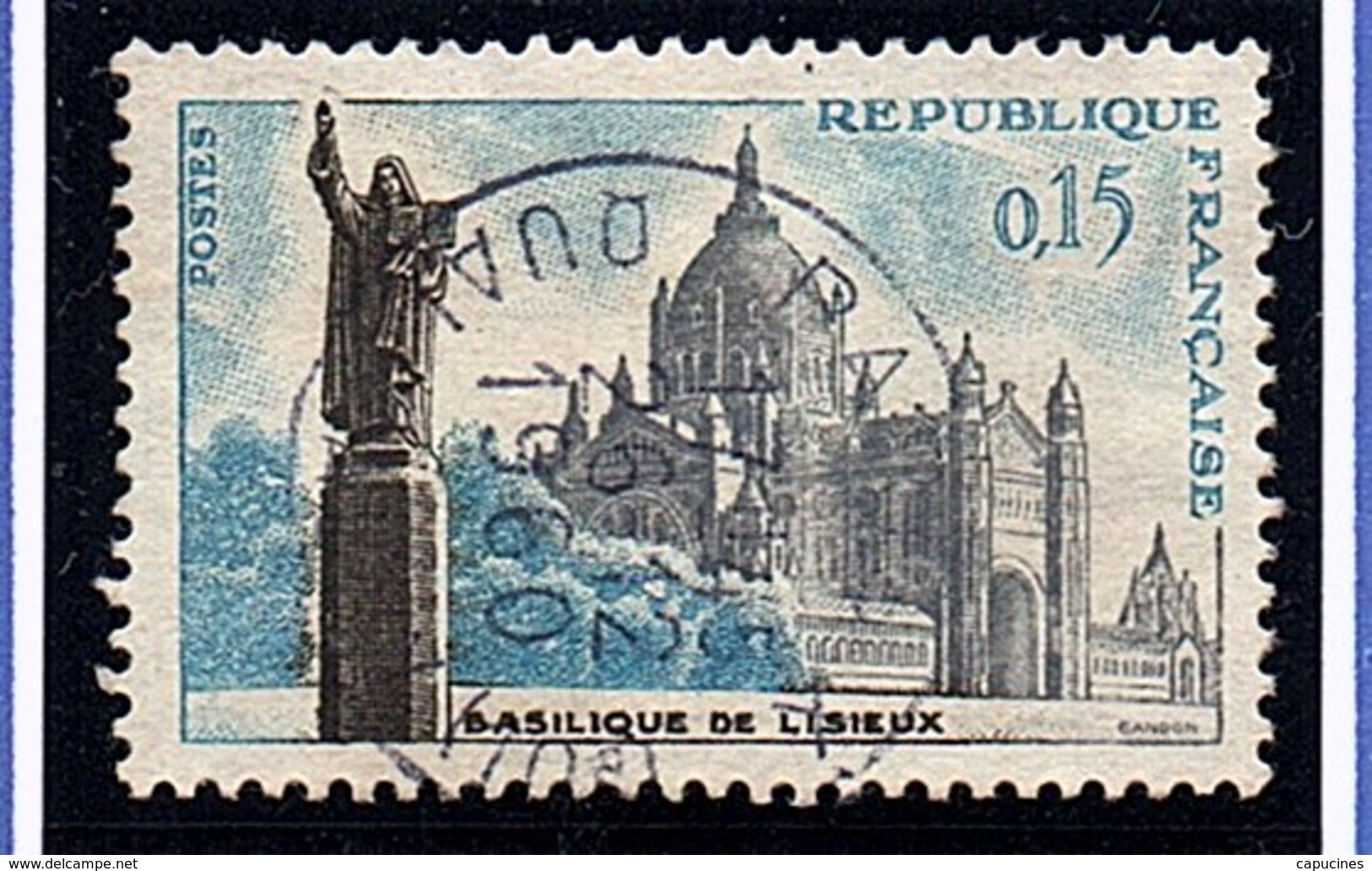 SITES ET MONUMENTS - 1960: 15 C Bleu, Gris Et Sépia  "Basilique De Lisieux"  N° 1268 Obl - Oblitérés