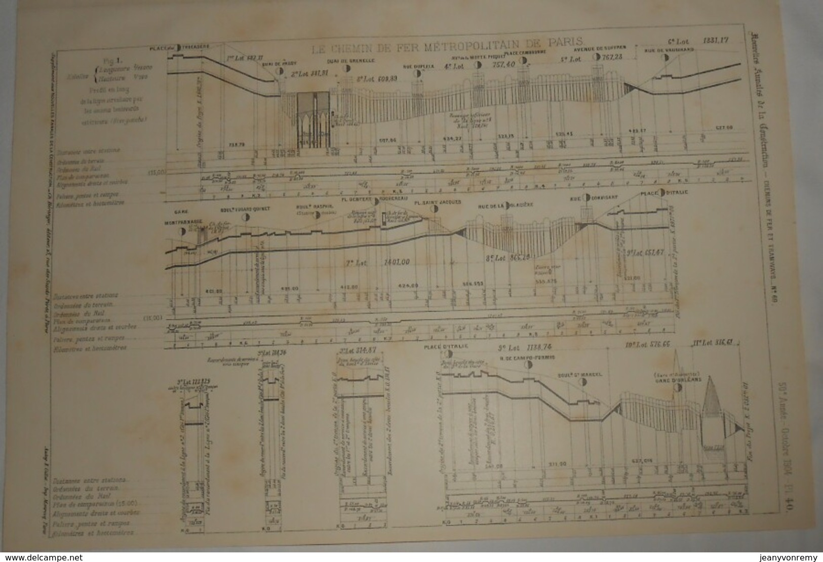 Plan Du Chemin De Fer Métropolitain De Paris. 1904 - Travaux Publics