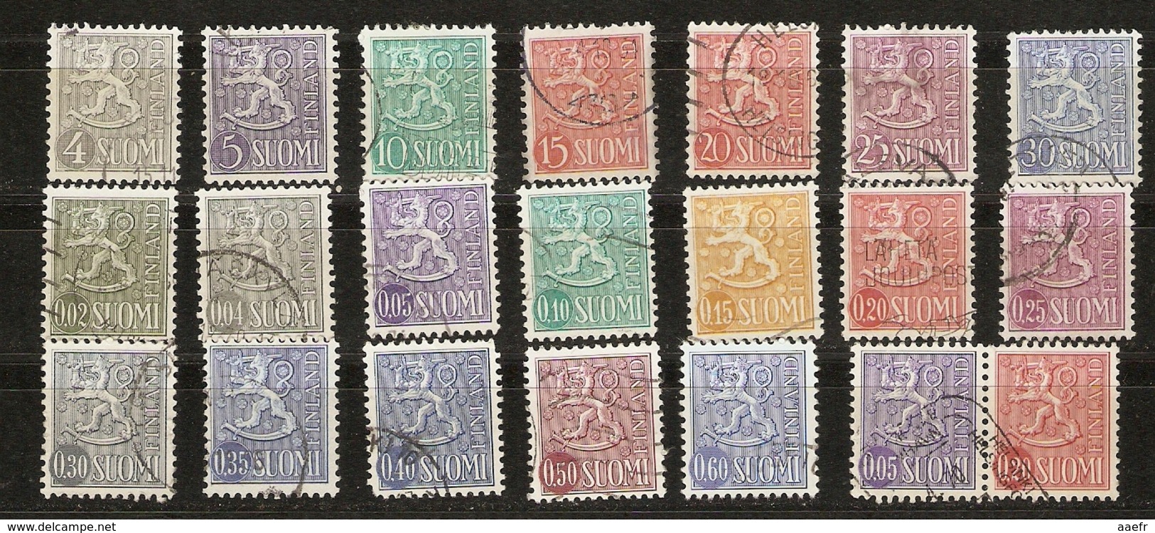 Finlande - 1954/72 -  Lion Avant Et Après La Réforme Monétaire - Petit Lot De 19° + Paire Se Tenant - Vrac (max 999 Timbres)