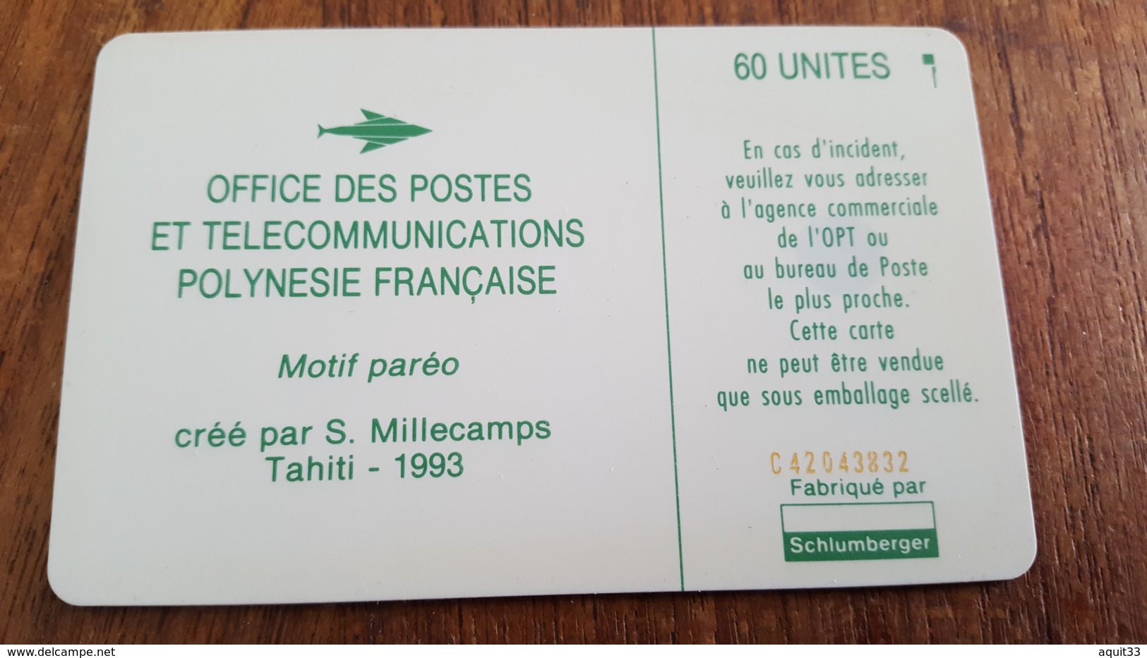 Télécartes De Polynésie Française PF18a 1993 PARÉO VERT MATE 9 N°rouges état Luxe - Polinesia Francese