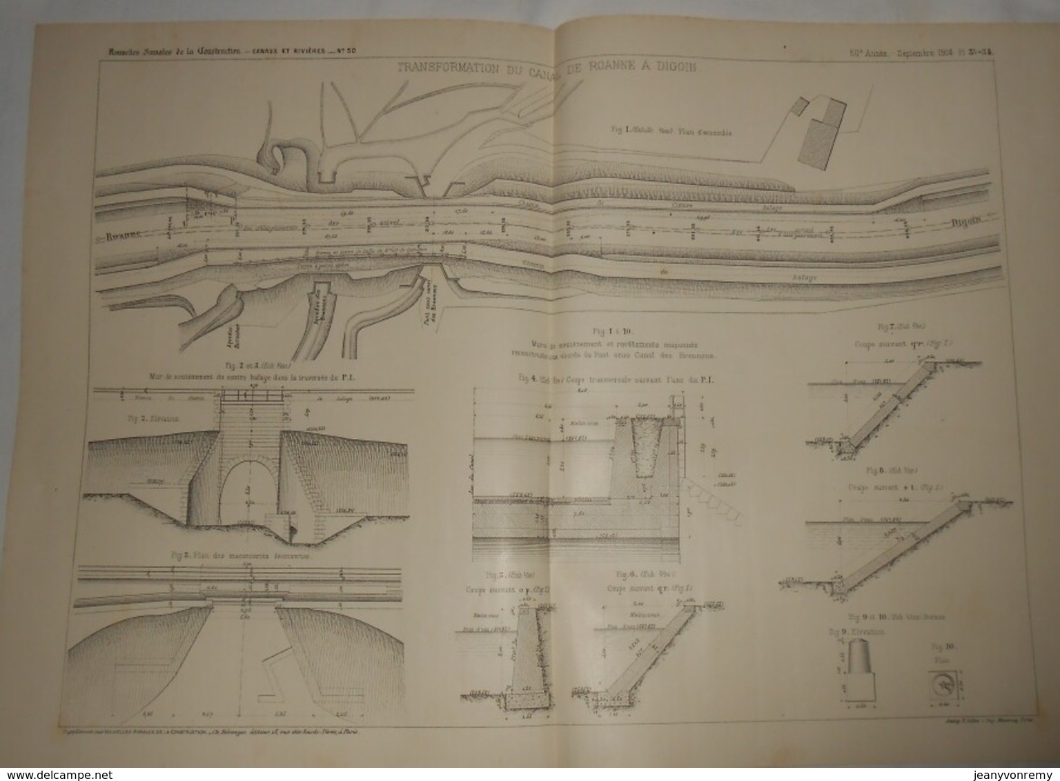 Plan De La Transformation Du Canal De Roanne à Digoin. 1904 - Travaux Publics