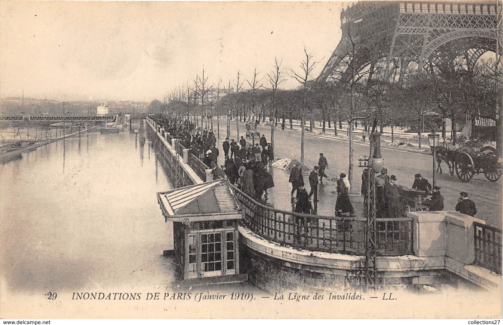 75-PARIS-INONDATIONS- LA LIGNE DES INVALIDES - Inondations De 1910
