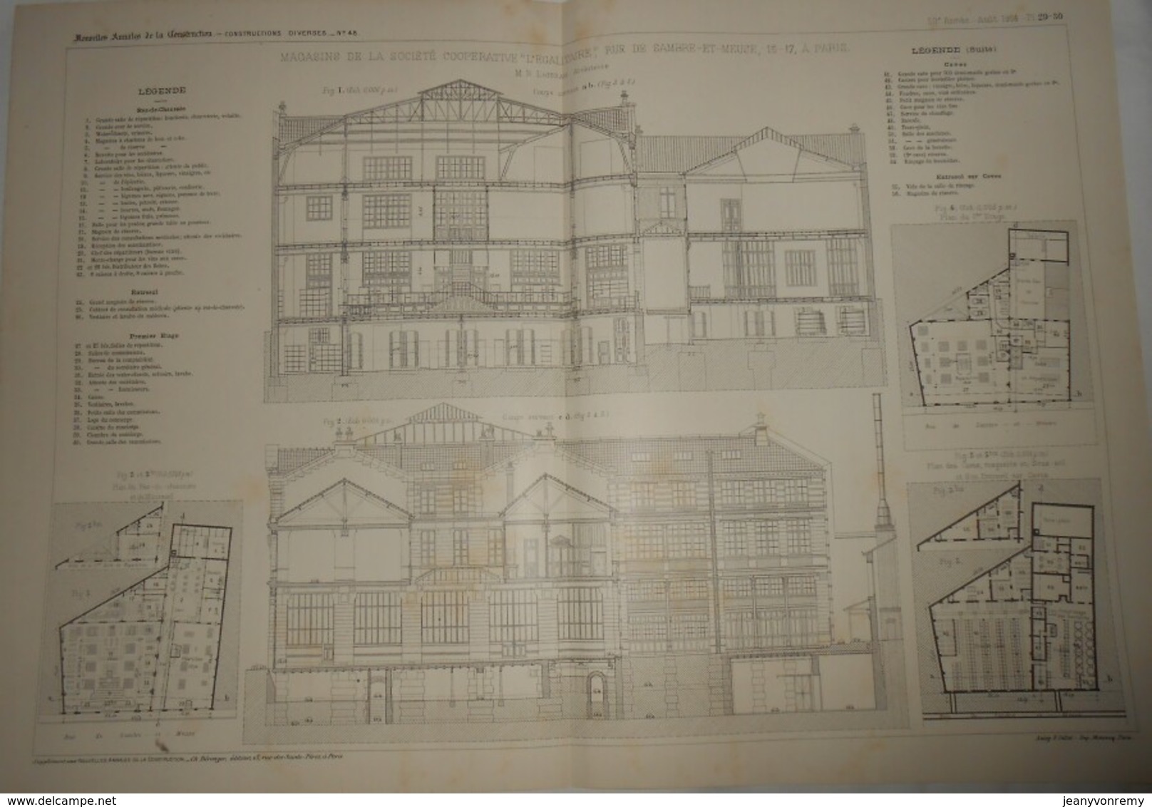 Plans De Magasins De La Société Coopérative L'Egalitaire, Rue De Sambre Et Meuse à Paris. M. Loiseau, Architecte. 1904 - Arbeitsbeschaffung