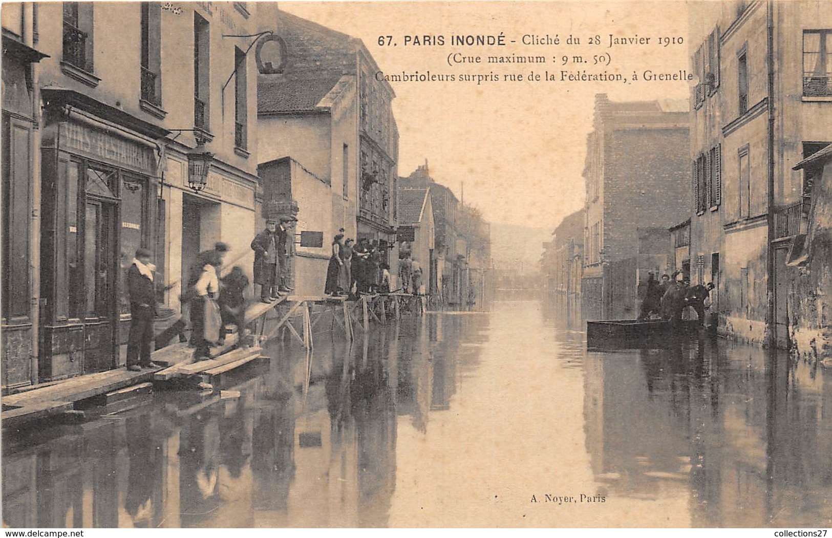 75-PARIS-INONDATIONS- CAMBRIOLEURS SURPRIS RUE DE LA FEDERATION A  GRENELLE - Inondations De 1910