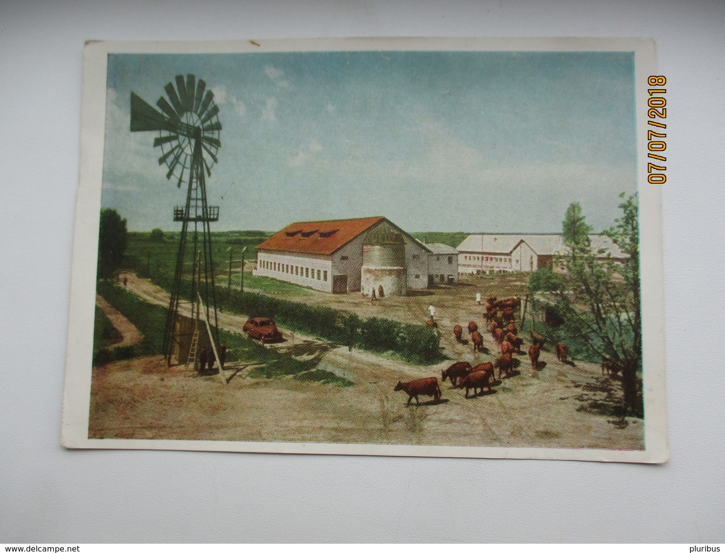 USSR WIND GENERATOR IN COLLECTIVE FARM 1957 , OLD POSTCARD , 0 - Châteaux D'eau & éoliennes