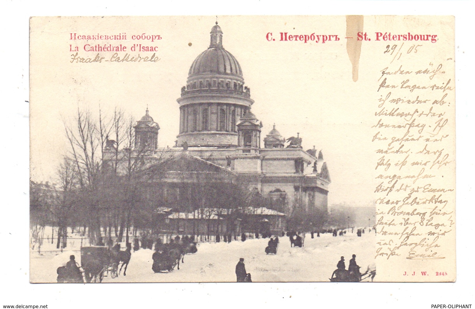 RU 190000 SANKT PETERSBURG, Le Cathedral D'Isaac, 1905, Schlitten - Russland