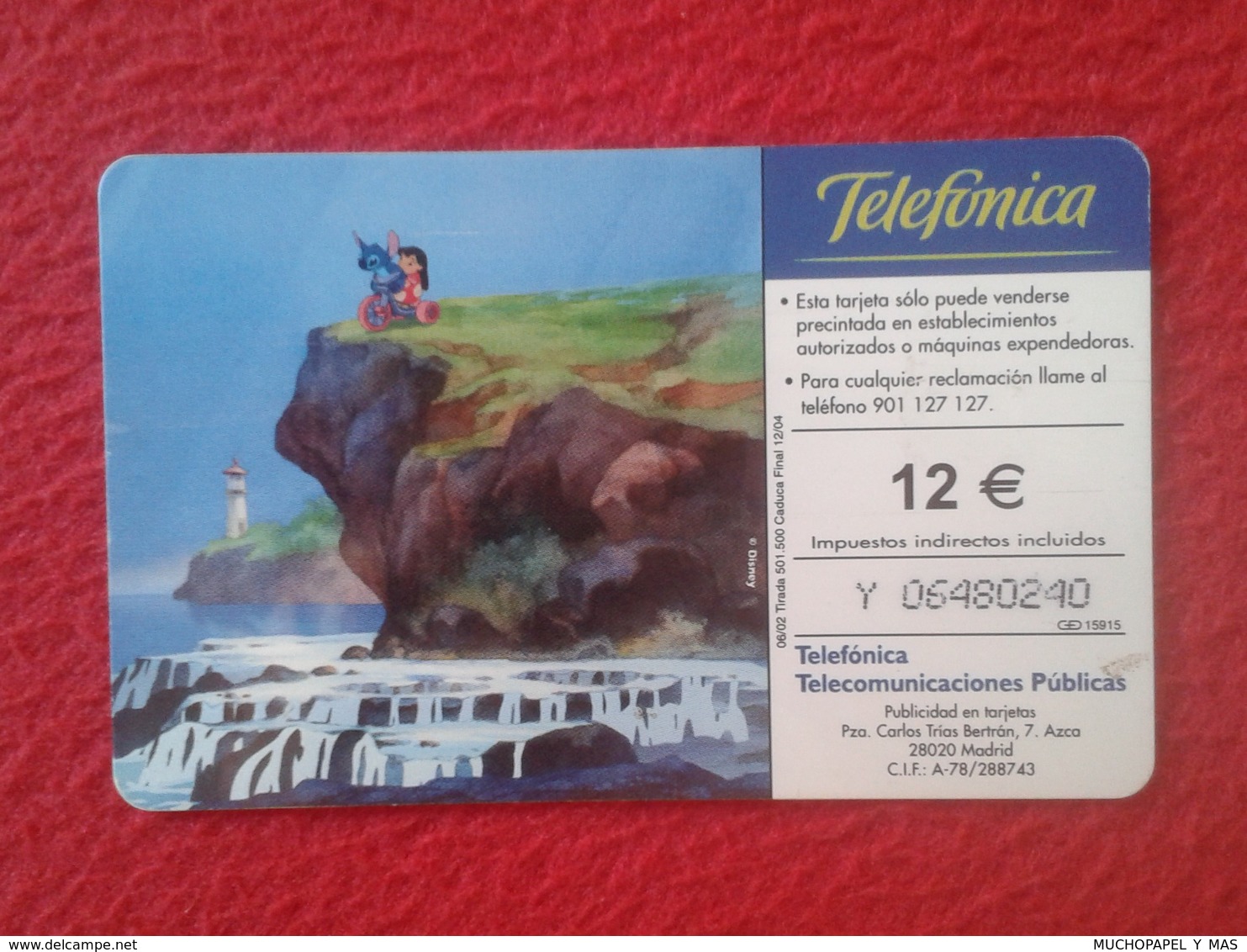 ANTIGUA TARJETA TELEFÓNICA PHONE CARD ESPAÑA SPAIN ESPAGNE LILO Y & STITCH WALT DISNEY VER FOTO/S Y DESCRIPCIÓN IDEAL CO - Autres & Non Classés