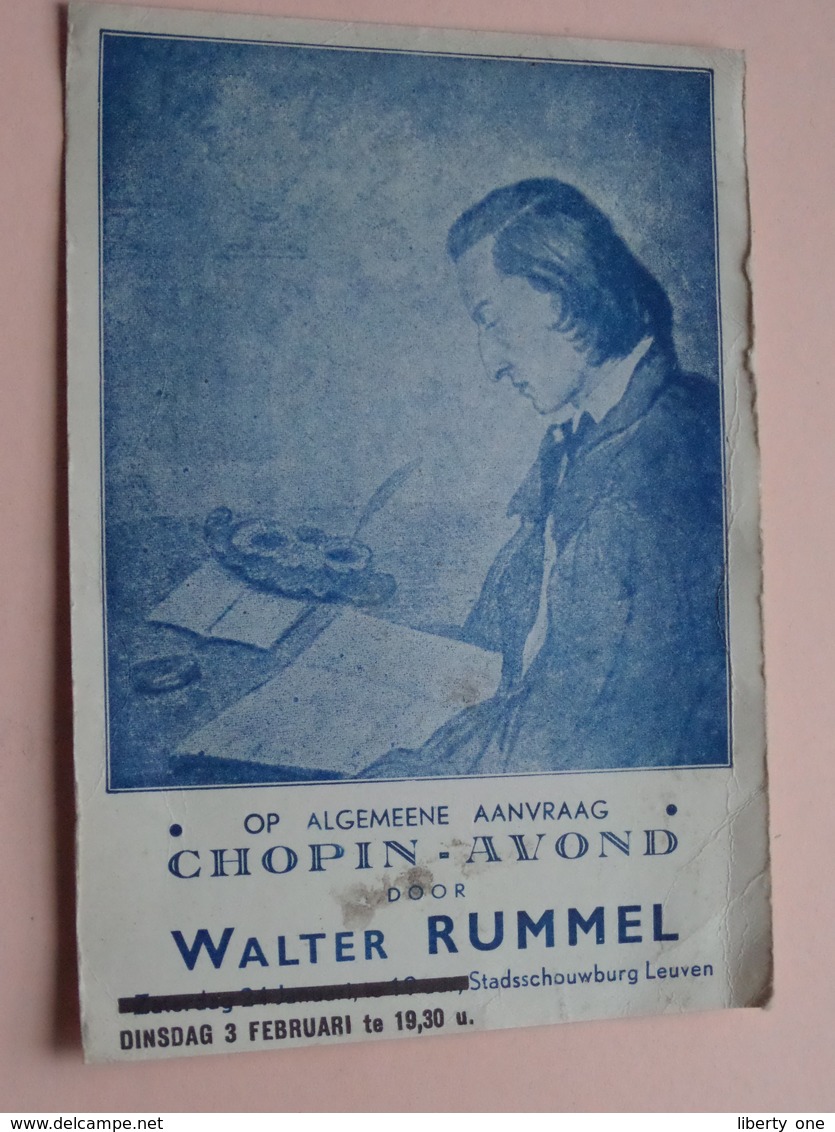 Op Algemeene Aanvraag CHOPIN - AVOND Door Walter RUMMEL Schouwburg LEUVEN ( 19?? ) Zie Foto's ! - Cantanti E Musicisti