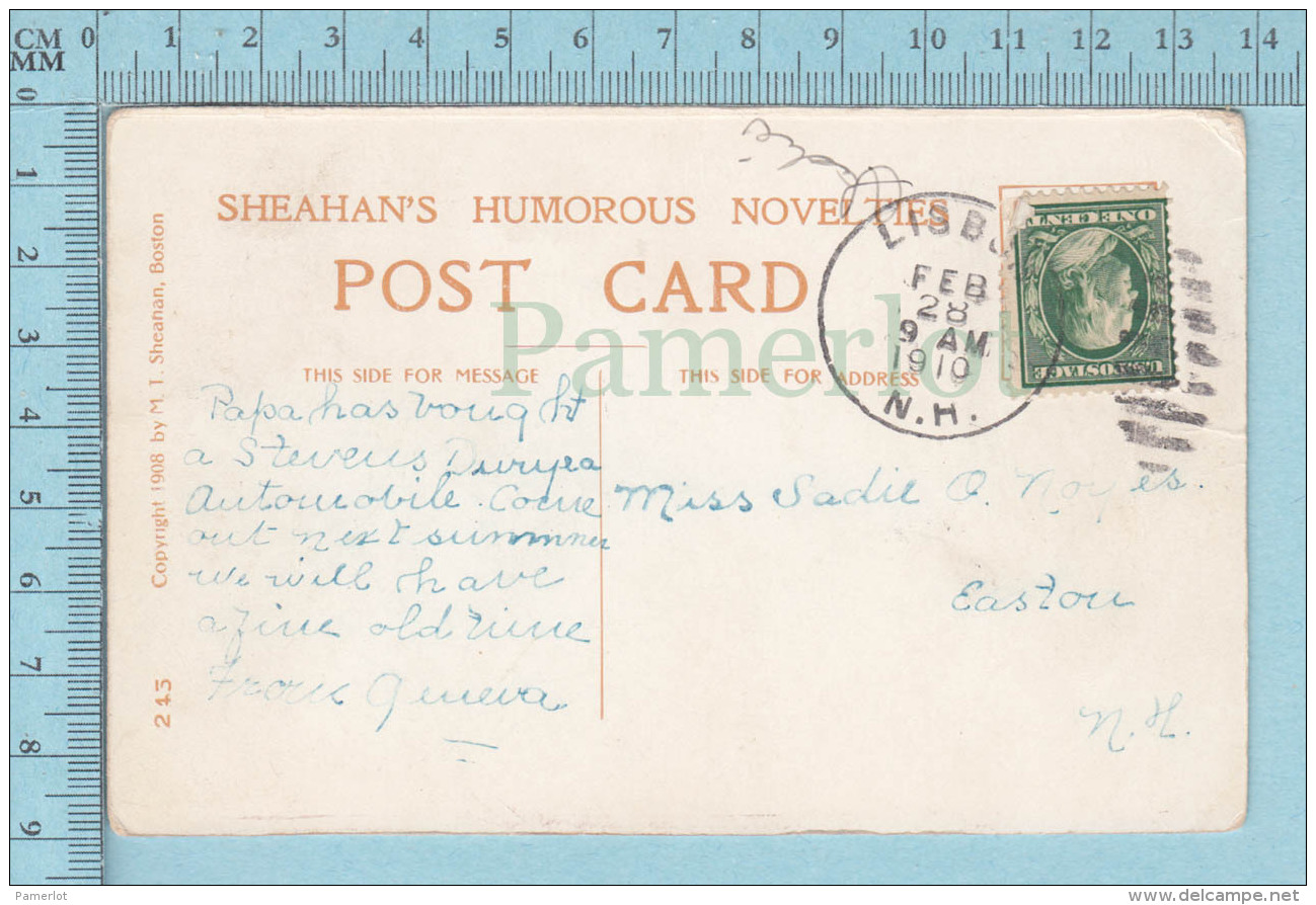 CPA Voyagé 1910 - Slow Down You Move To Fast, Toot "N" Be Darned  - Timbre US 1&cent; - Humour