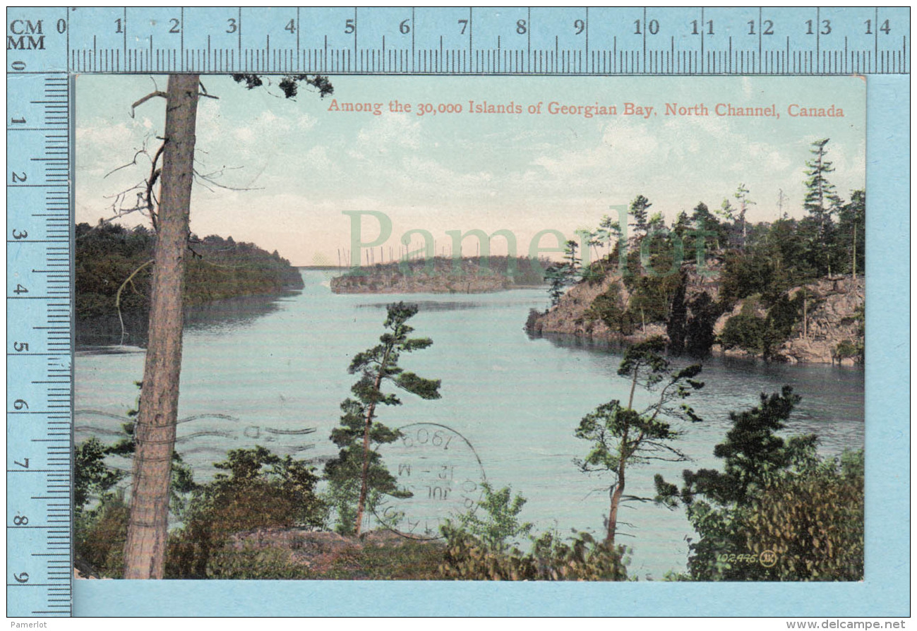 CPA Voyagé 1909 - Amoung The 30,000 Islands Of Georgian Bay North Channel Canada   - Timbre CND #89 - Autres & Non Classés
