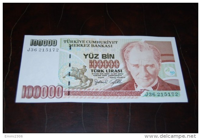 1996 Türkei 100,000  Lira  / 7. Emisyon 3. Tertip Serie : J  / UNC - Turquie