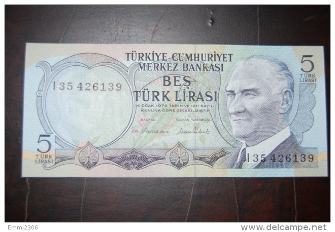 1976 Türkei 5 Lira  / 6. Emisyon 2. Tertip Serie : I / UNC - Turquie