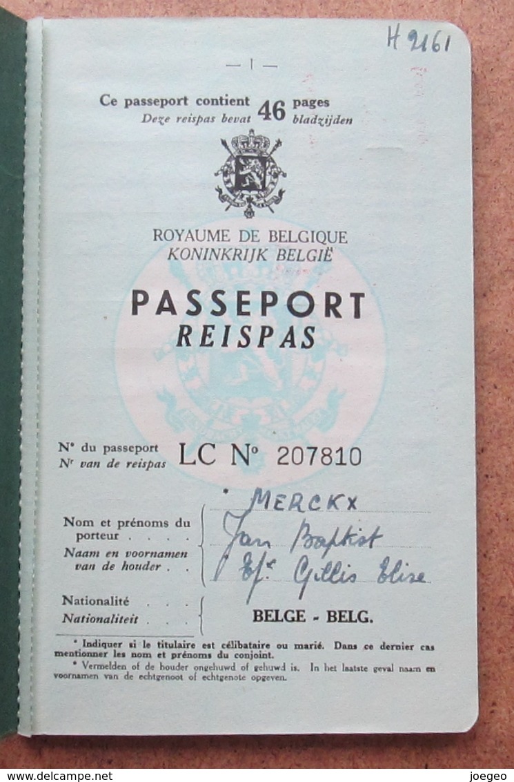 Passeport Royaume De Belgique - Merckx - Forest - Cachet - Timbre Fisc - Photo - 1949 - Cachet Poste Front. De Feignies - Historische Dokumente