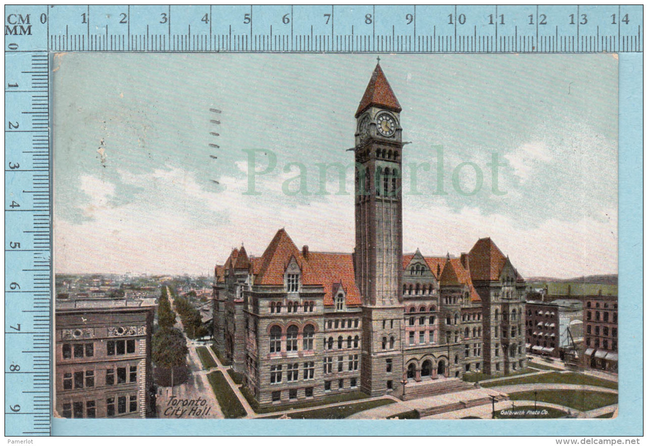 CPA Voyagé 1908 - Toronto City Hall Ontario, Galbraith Photo Co. - Timbre CND #89 - Autres & Non Classés