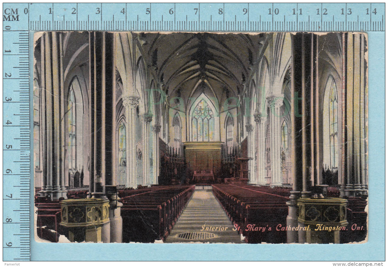 CPA Voyagé 1910 - Interior St. Mary's Cathedral Kingston  Ontario - Timbre CND #89 - Kingston